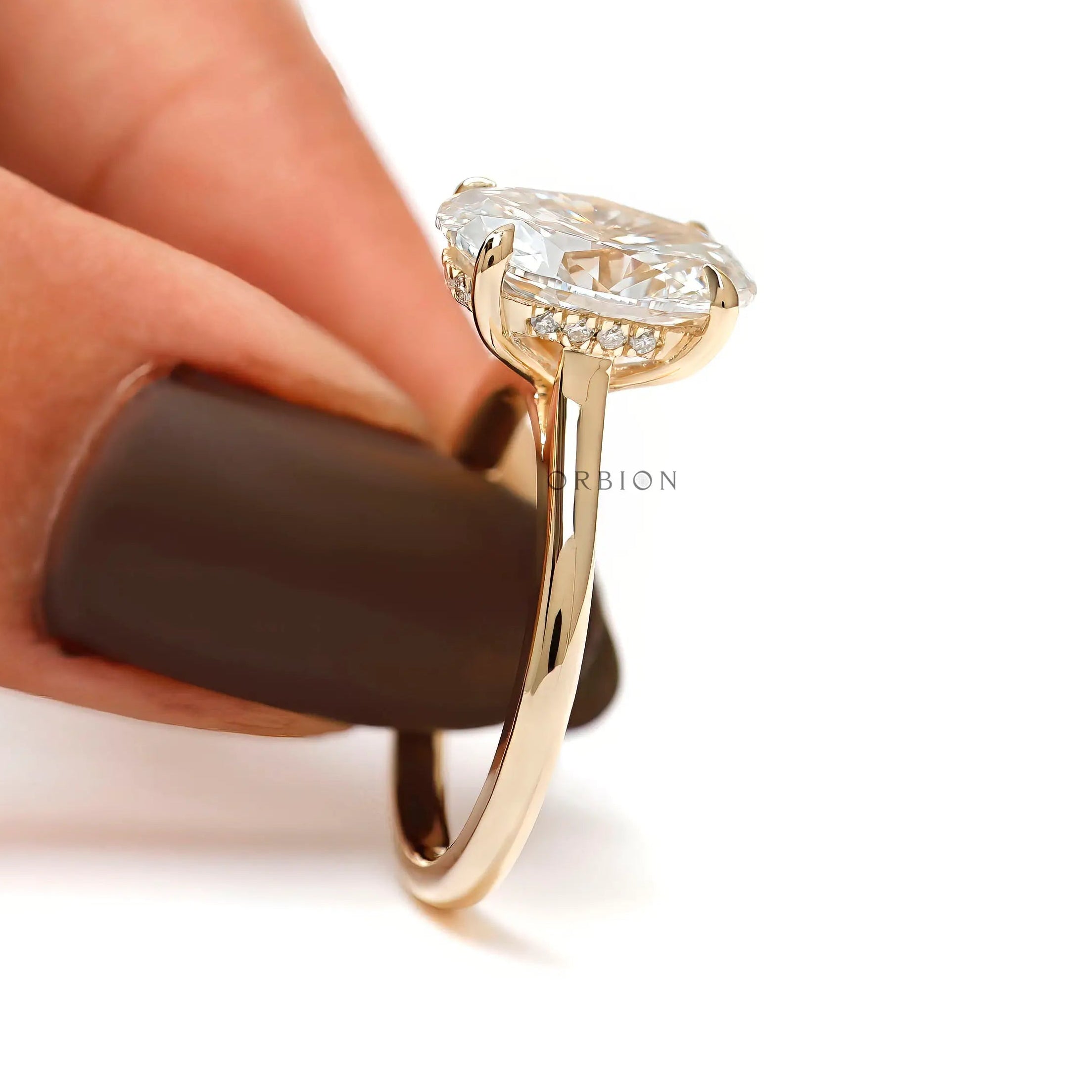 Hidden halo solitaire oval lab diamond ring