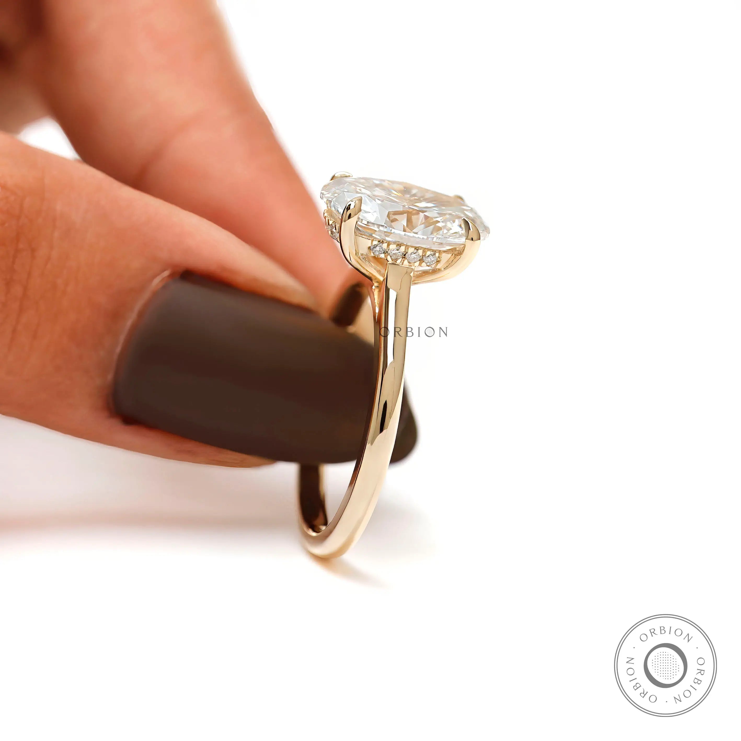 Hidden halo solitaire oval lab diamond ring