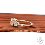 14K yellow gold vintage style three stone ring