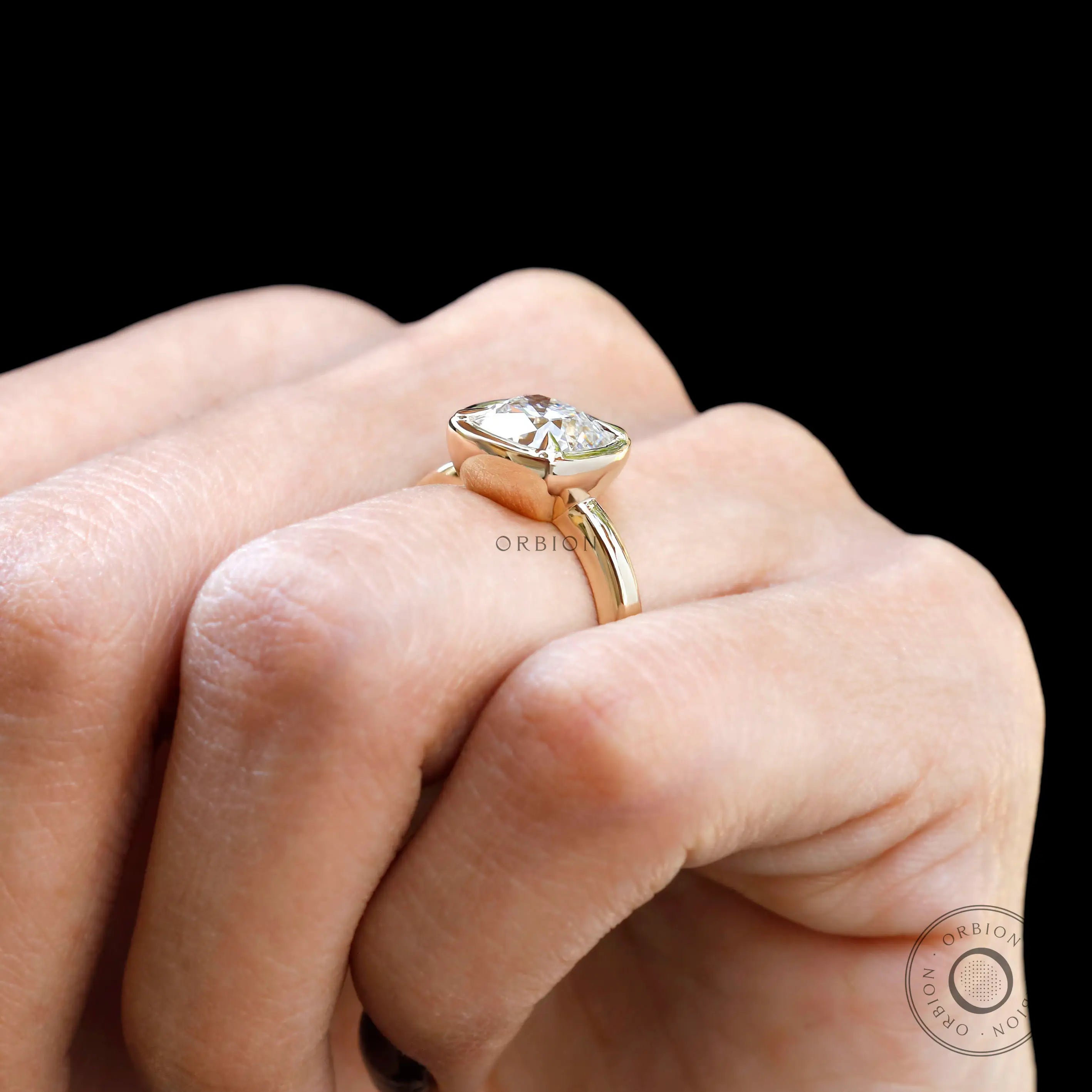 Cushion old mine cut solitaire ring lifestyle view