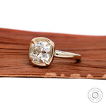 Closed basket cushion cut engagement ring side profile