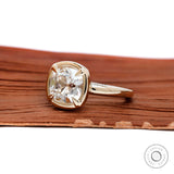 Closed basket cushion cut engagement ring side profile