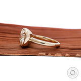 Old mine cut cushion solitaire ring glossy gold
