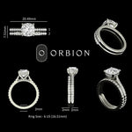 Cushion cut cathedral solitaire ring with pave band bridal set