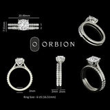 Cushion cut cathedral solitaire ring with pave band bridal set
