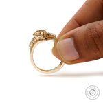 Split shank style engagement ring with contoured wedding band  