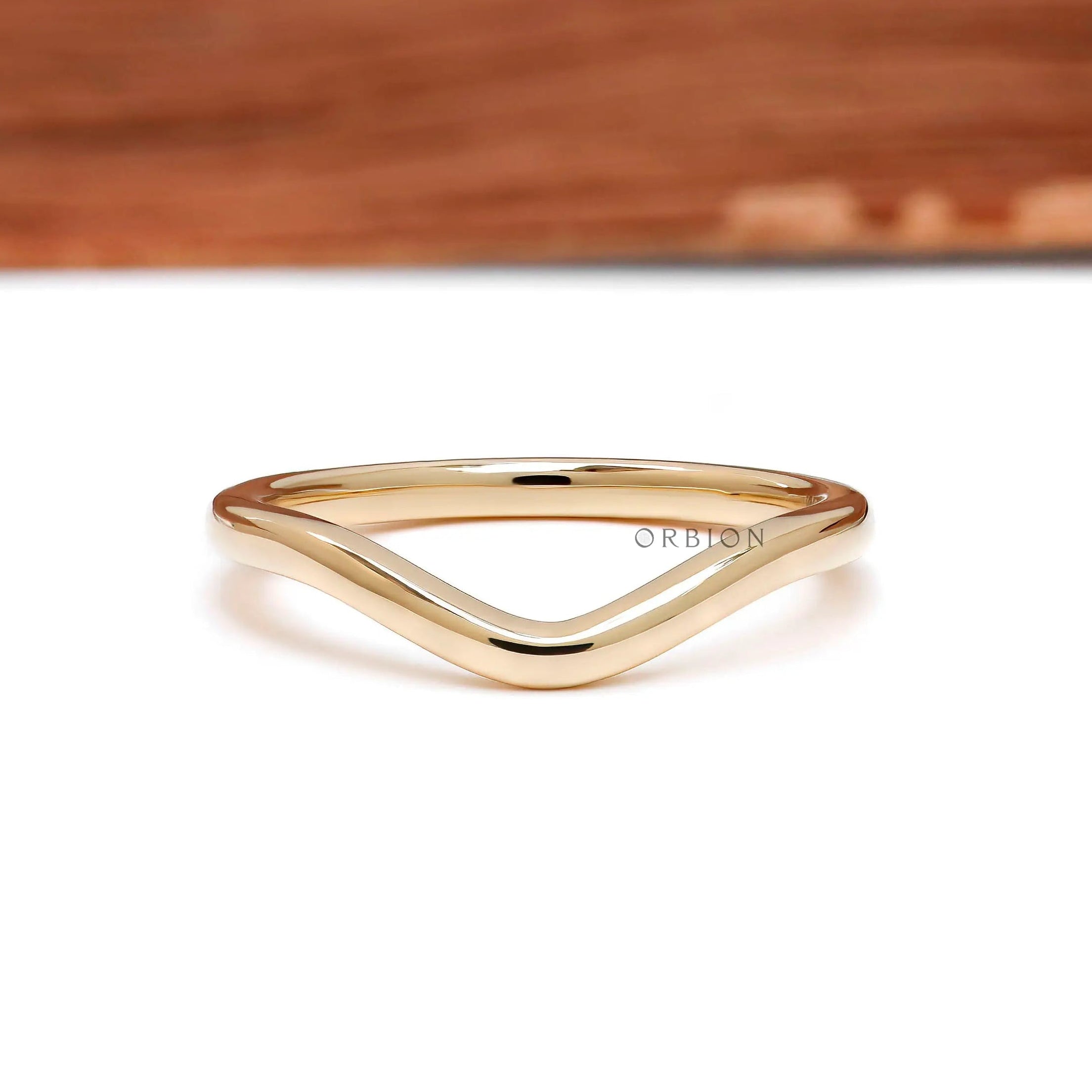 plain stacking gold band 18K yellow gold front view
