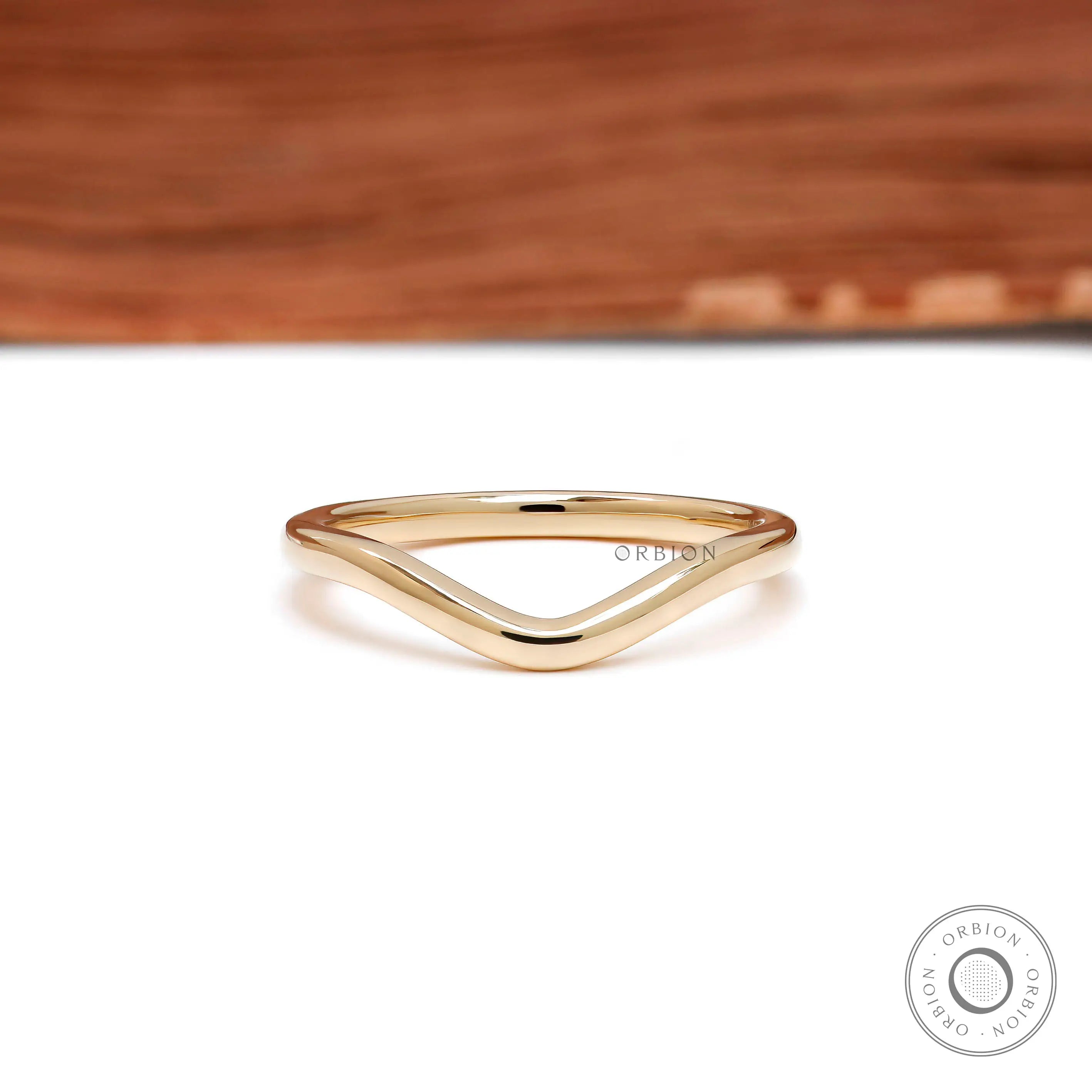 plain stacking gold band 18K yellow gold front view