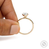 Contemporary oval bezel engagement ring thin gold band  