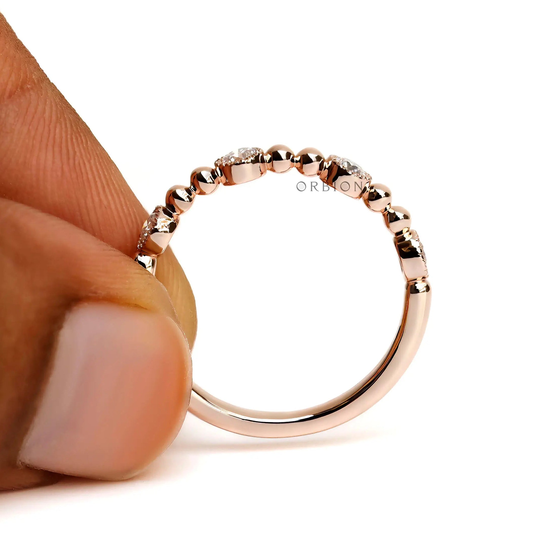 Dainty vintage style stacking ring in rose gold 