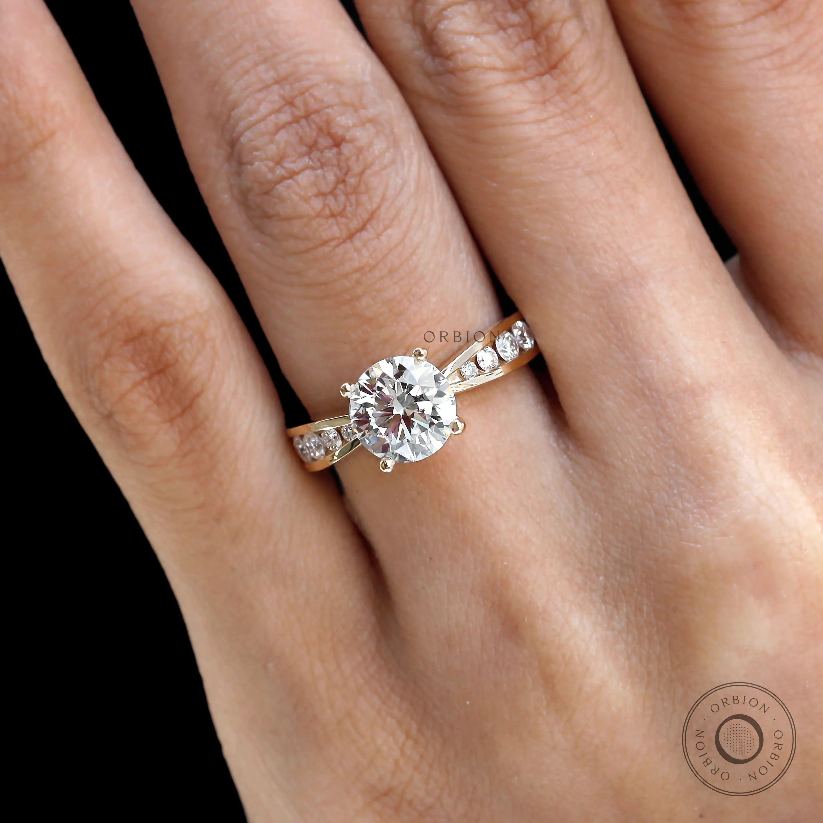 Timeless round solitaire bridal ring close up