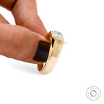 mens signet ring with bezel set radiant moissanite stone yellow gold