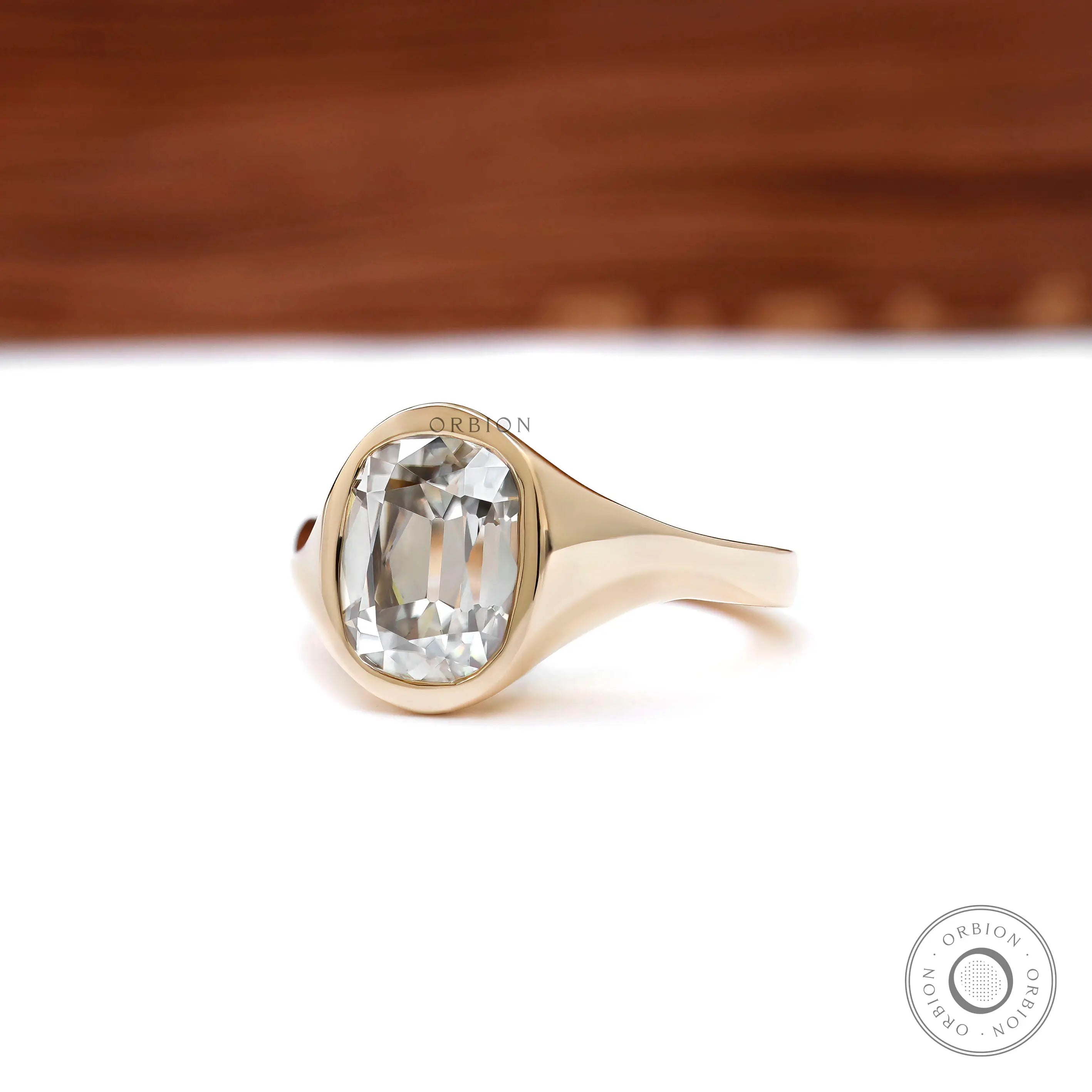 Vintage inspired cushion cut solitaire ring side profile 
