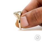 Off white color elongated cushion lab diamond ring  