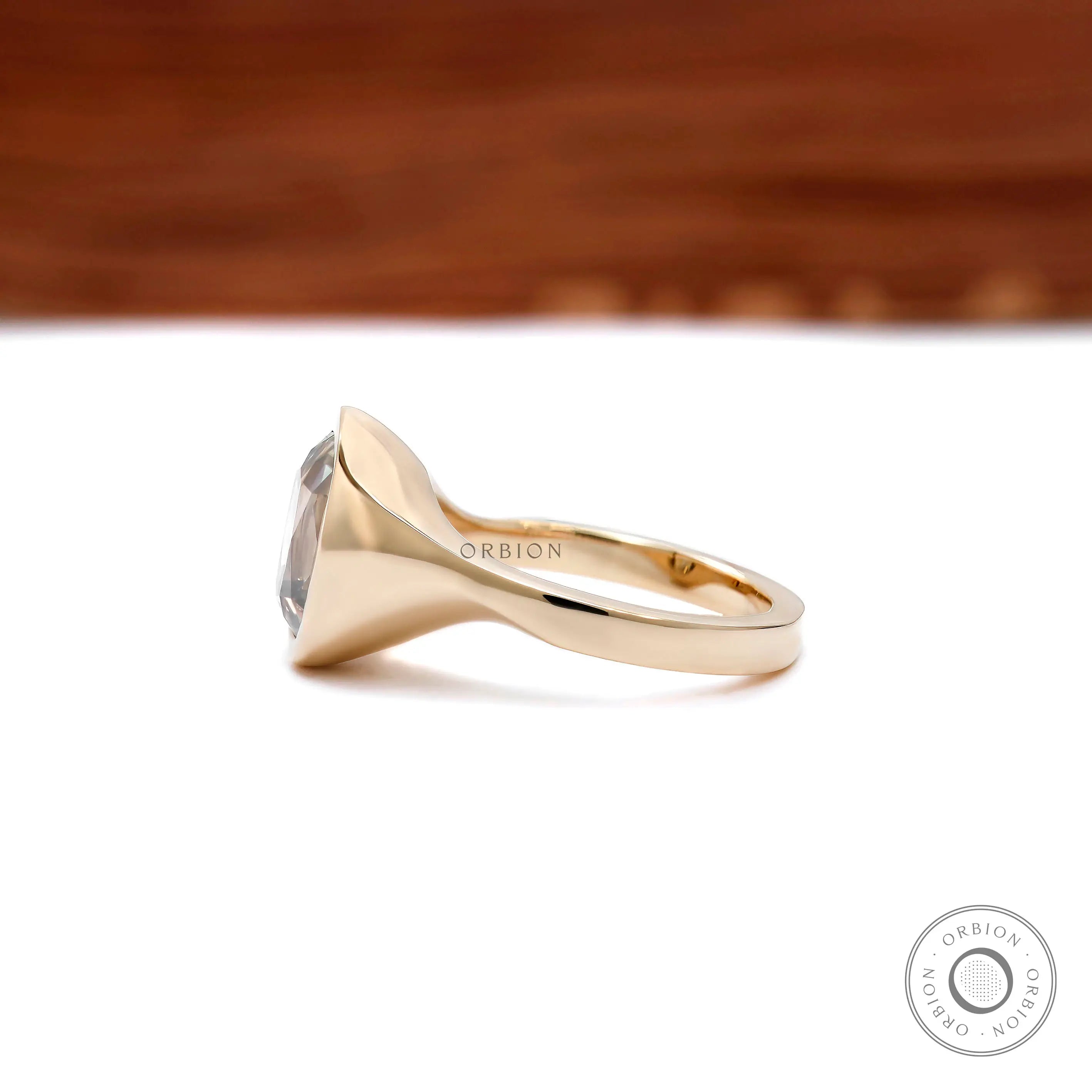14k yellow gold old mine cut moissanite engagement ring  