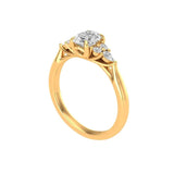 Oval lab diamond engagement ring with pear and round side stones