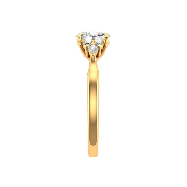 Yellow gold cluster ring with brilliant oval center stone