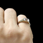 Emerald cut bezel set lab diamond signet ring for him
