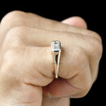 Mens east west bezel set lab diamond signet ring 14k yellow gold