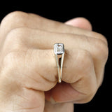 Mens east west bezel set lab diamond signet ring 14k yellow gold