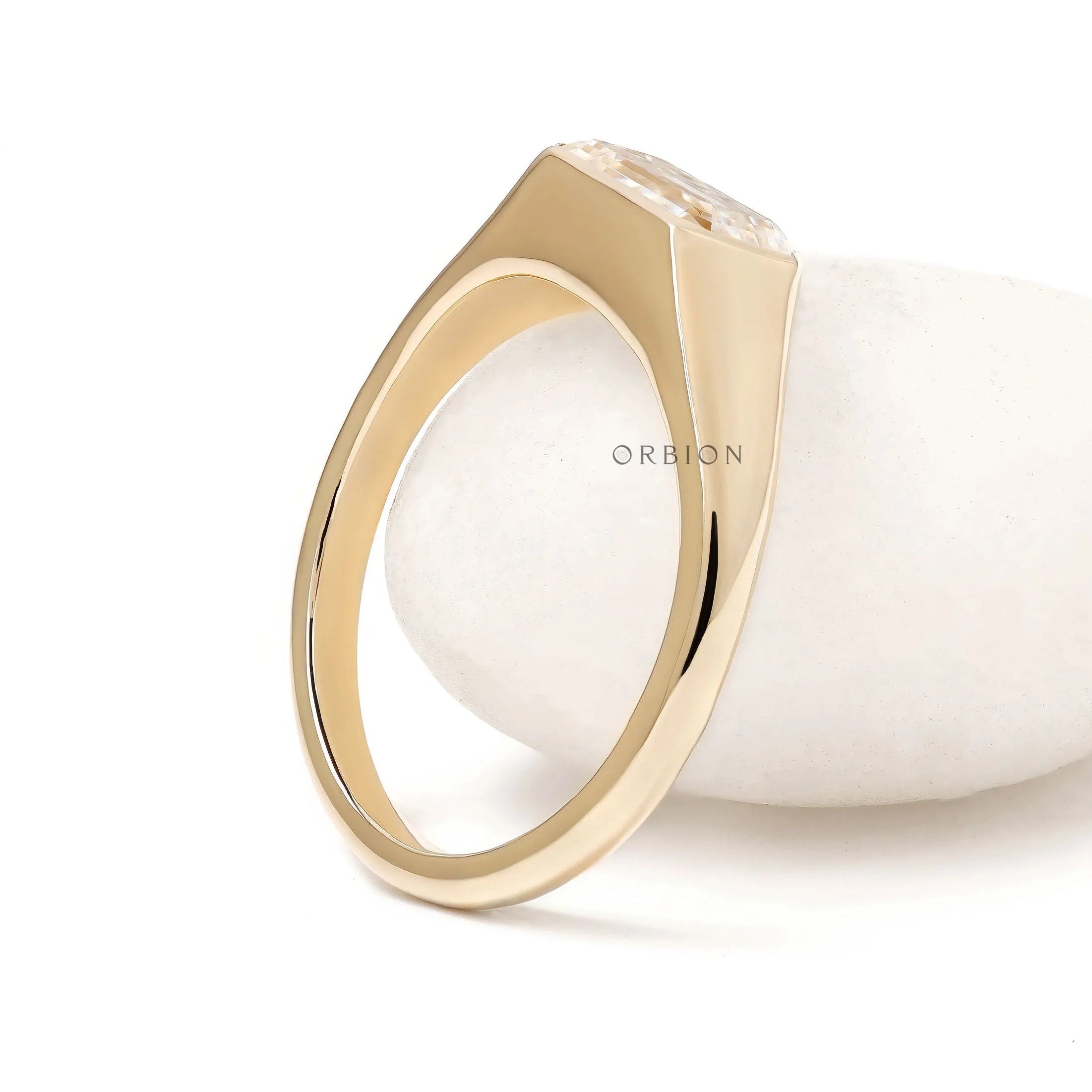 1.50 ct emerald cut east west lab diamond mens signet ring