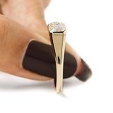Tapered shank diamond signet ring yellow gold for him