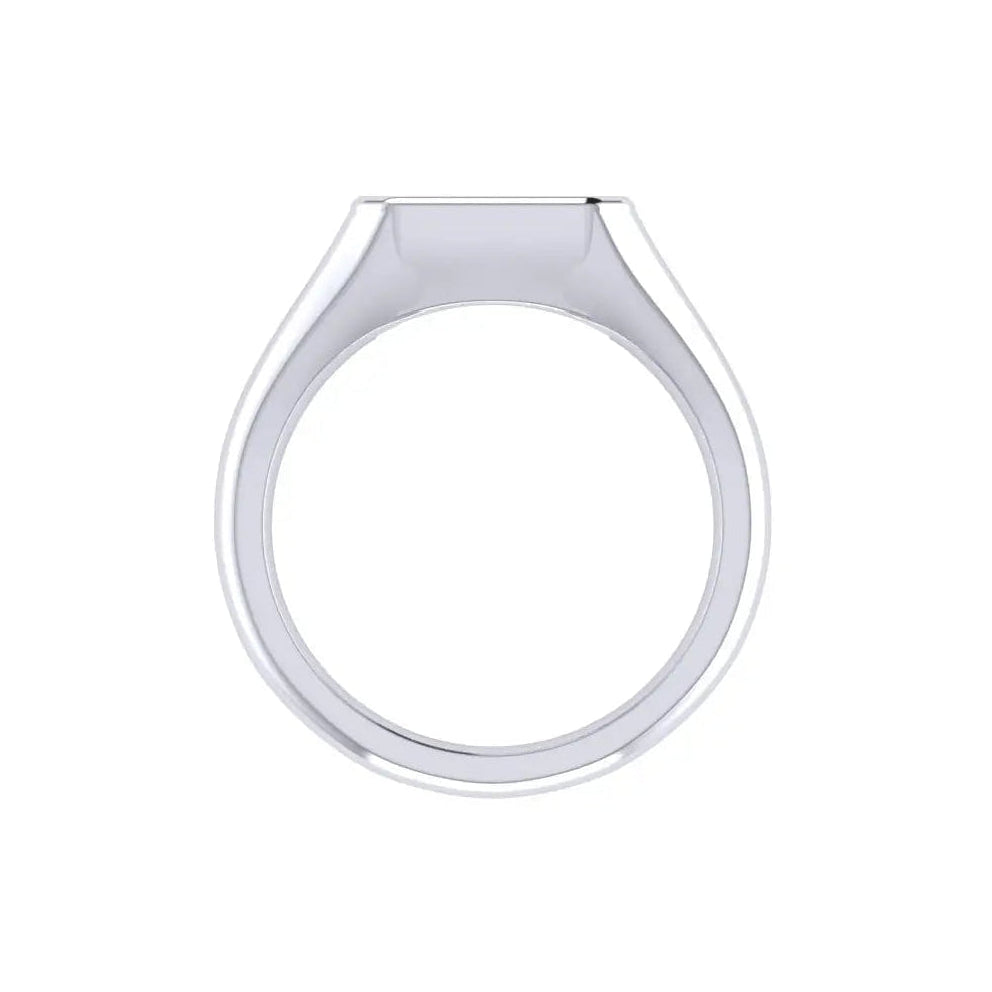 14k white gold mens signet ring glossy finish