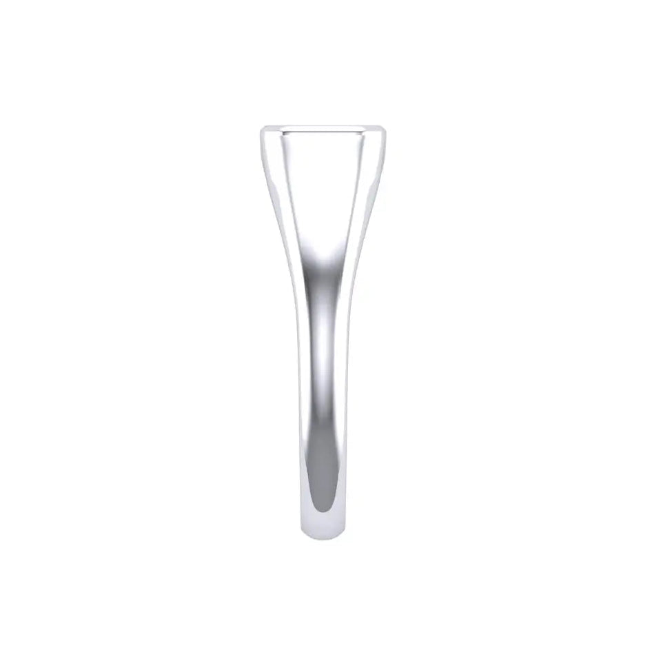 Tapered shank detail of white gold signet ring for men