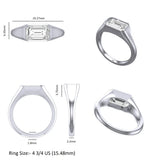 Mens statement signet ring with horizontal set emerald cut stone