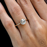 round old european cut moissanite ring close up