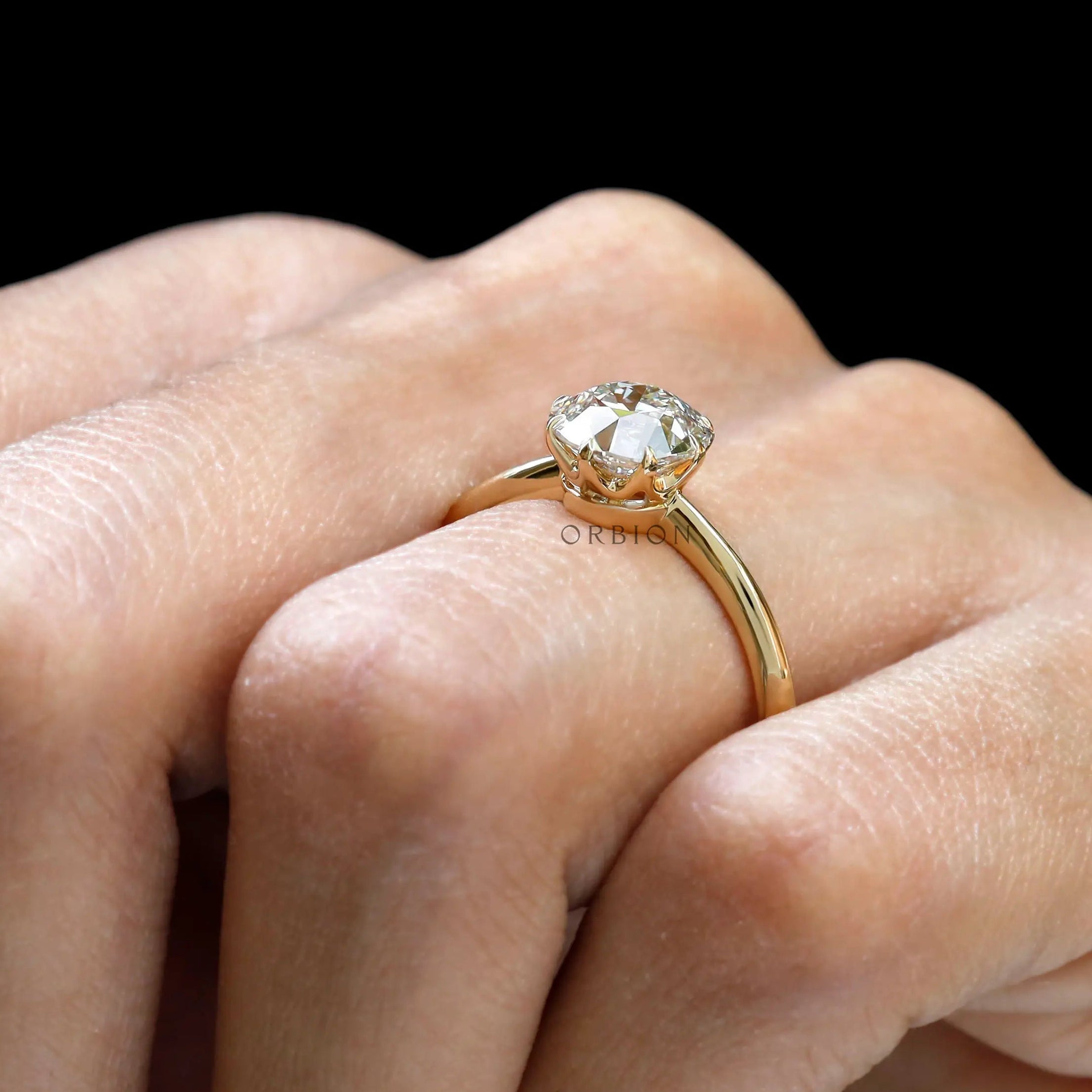 Heirloom inspired OEC lab diamond bridal ring