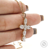 Elegant Unisex Holy Cross Pendant with Oval Moissanite Stones in Yellow Gold
