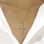 Unisex Religious Pendant Featuring Holy Cross Design and Oval Moissanite Gems