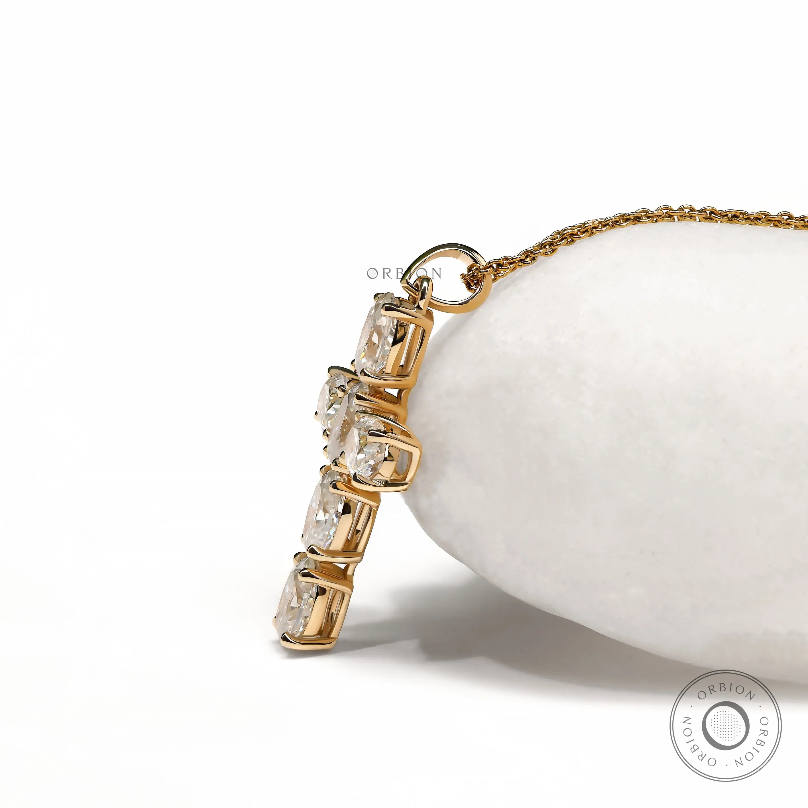 Oval Moissanite or Lab Diamond Holy Cross Pendant Necklace in 14k Yellow Gold for Men and Women