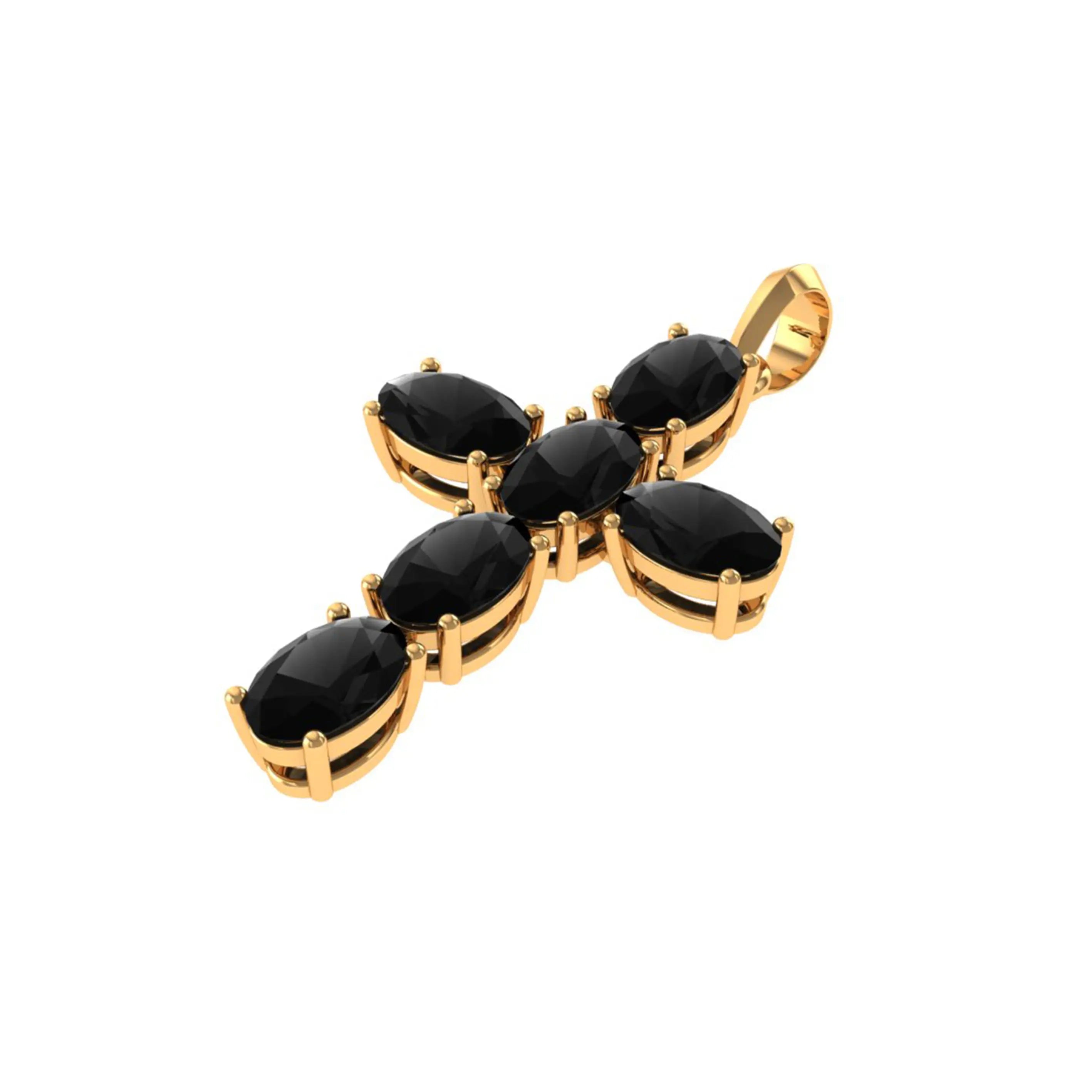 Perspective view of oval setting semi mount cross pendant design