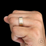 Minimalist mens gold wedding band ring