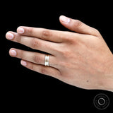 Satin finish 10K gold ring with polished accent lines