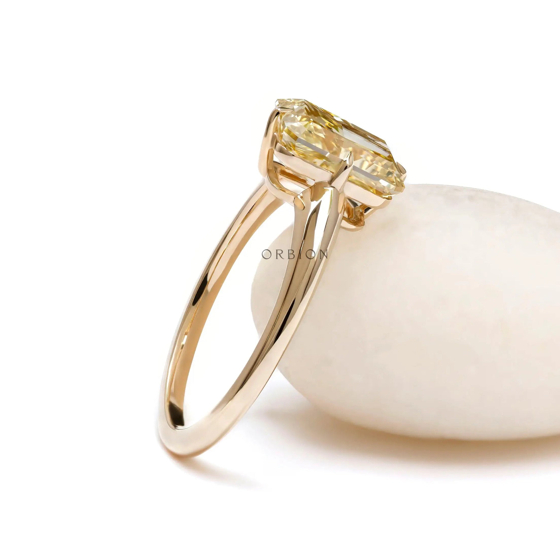 14k yellow gold tapered band radiant engagement ring