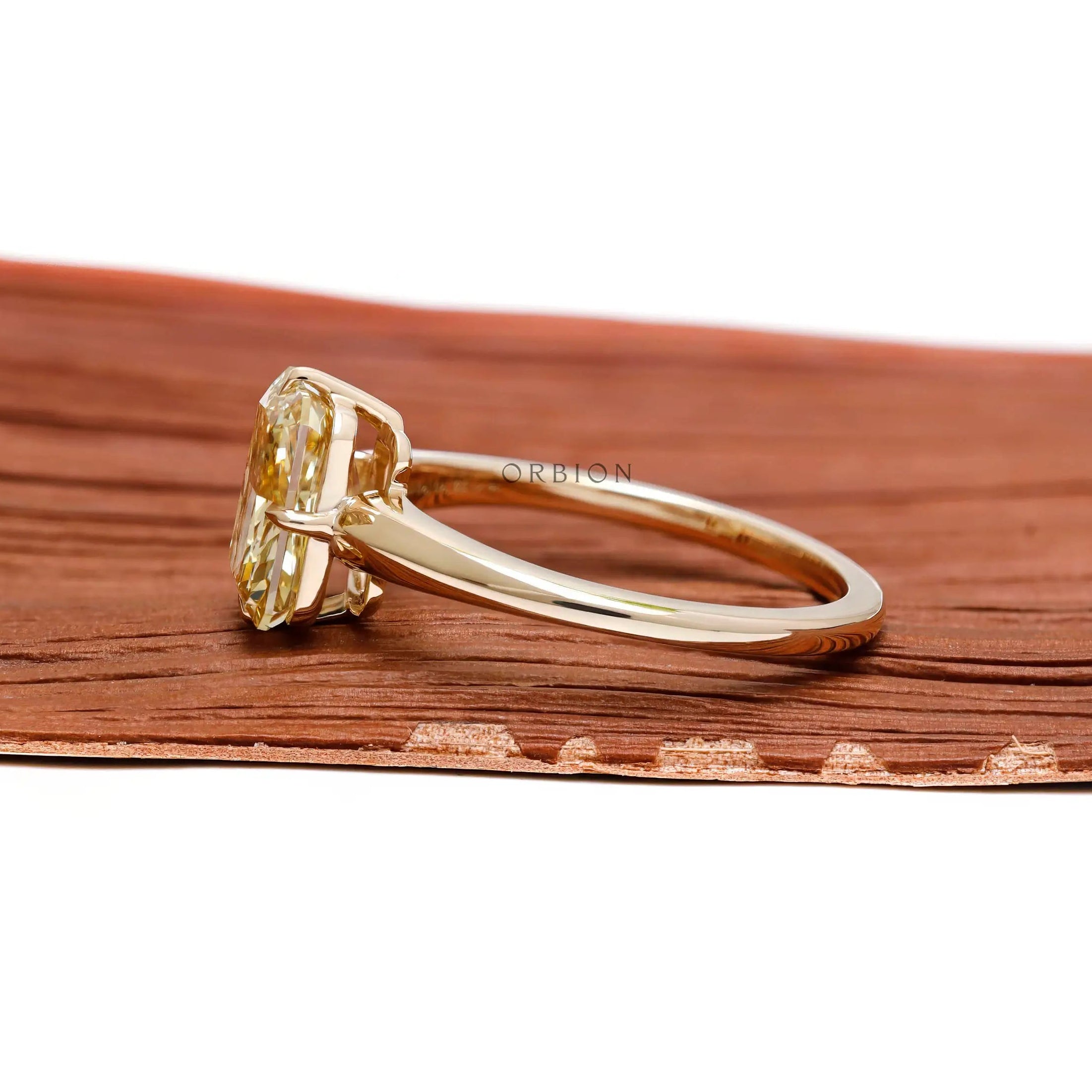 Compass prong radiant diamond ring side profile
