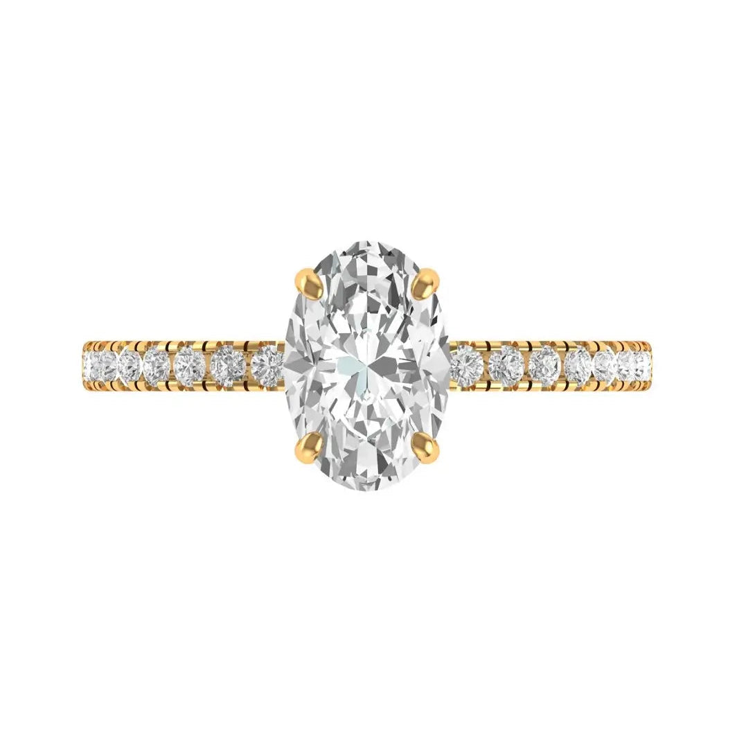 Oval cut lab diamond engagement ring in 14k yellow gold