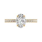 Oval cut lab diamond engagement ring in 14k yellow gold