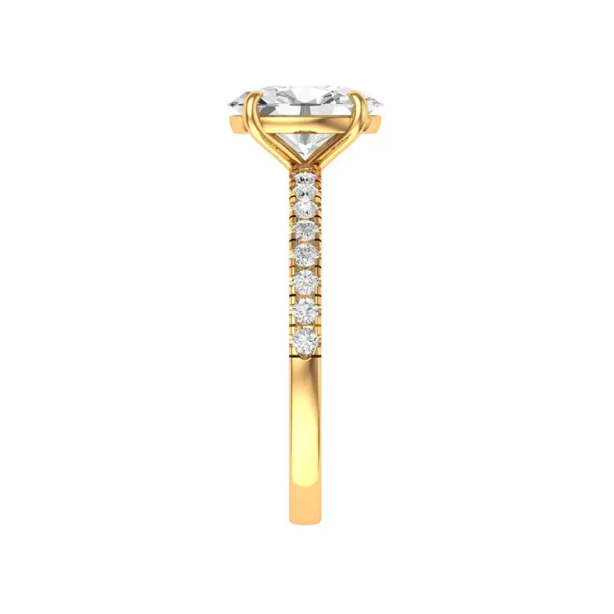 Minimalist oval diamond promise ring yellow gold