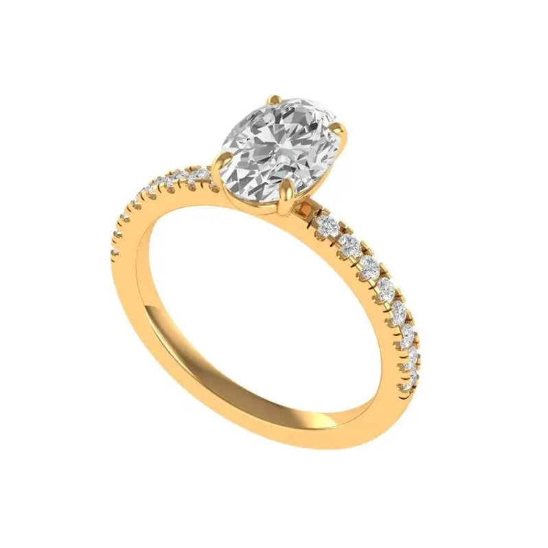 Oval brilliant cut engagement ring with side diamonds