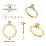 Oval moissanite solitaire ring with pave shank