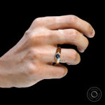 Men’s geometric hexagon moissanite ring worn on hand 