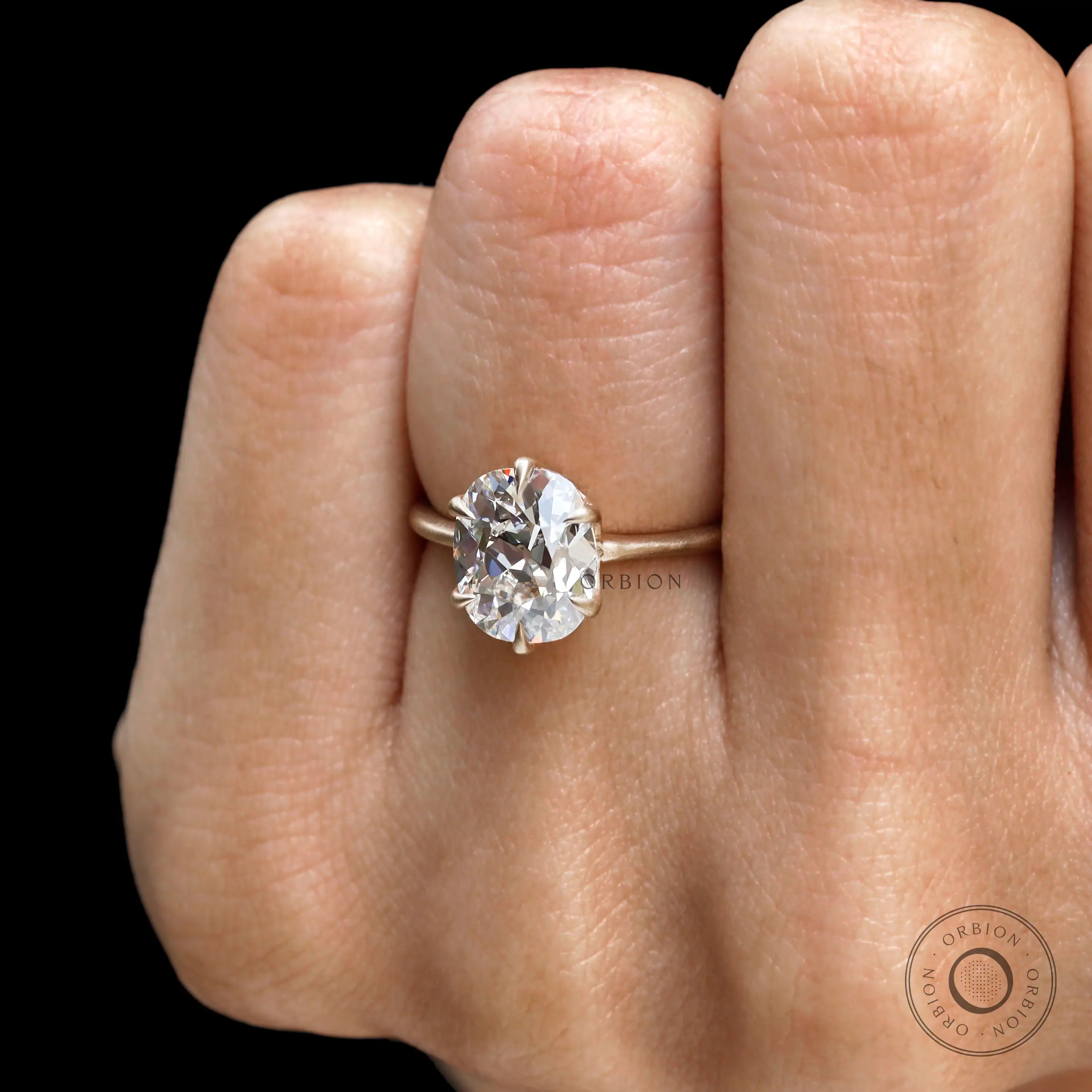 Classic antique inspired elongated cushion engagement ring close up