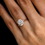 Solitaire cushion cut lab grown diamond vintage engagement ring close up