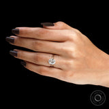 Vintage style lab diamond solitaire ring on finger