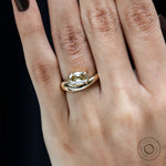 Champagne moissanite engagement ring curved gold band
