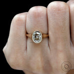 Warm tone champagne moissanite solitaire ring close up